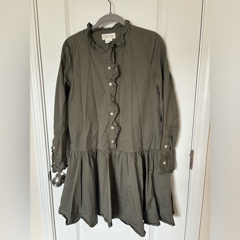 EUC Kate Spade Olive/Army Green Button Up Drop Waist Dress
